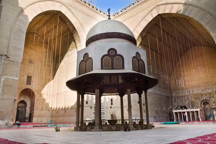 Ornate ablution fountain inside Sultan Hassan Mosque courtyard on Citadel, Bazaar and Cairo Mosques tour