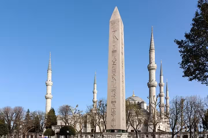 Sultanahmet Obelisk and Blue Mosque minarets on a 2-day private guided Istanbul highlights tour
