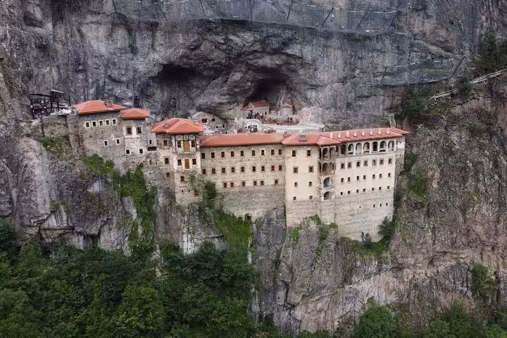 Sumela Monastery clinging to a cliff in Altindere Valley, highlight of a 2-day private guided Trabzon tour
