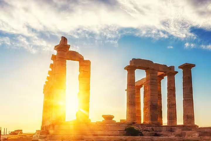 Sunrise at the Temple of Poseidon, Cape Sounion, on a half-day small-group morning tour from Athens