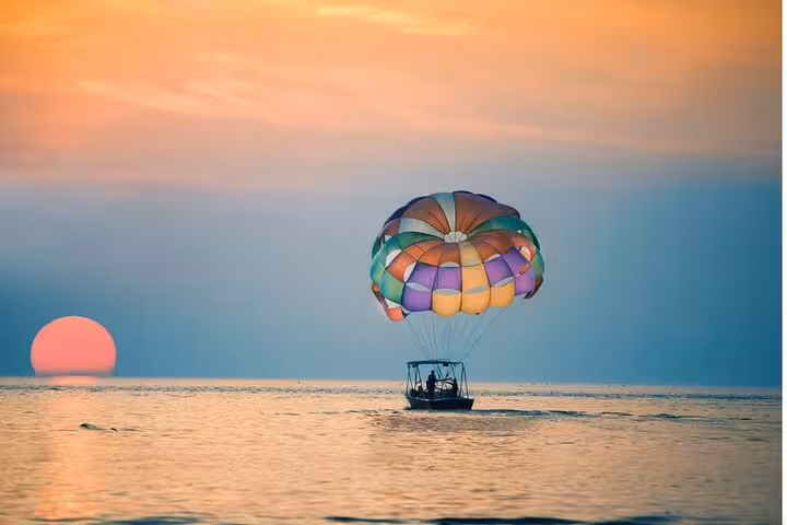 Sunset parasailing boat on the Red Sea from Sharm El Sheikh with private hotel transfer included