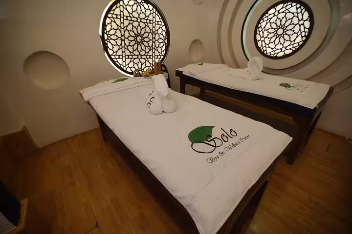 Serene Sharm El Sheikh spa room with twin massage beds set for a relaxing Swedish massage experience