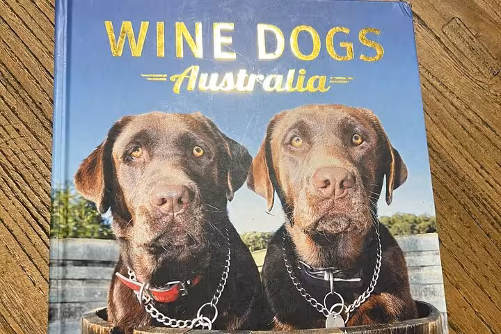Wine Dogs Australia book featuring two dogs, highlighting the unique charm of Southern Highlands wine tours.