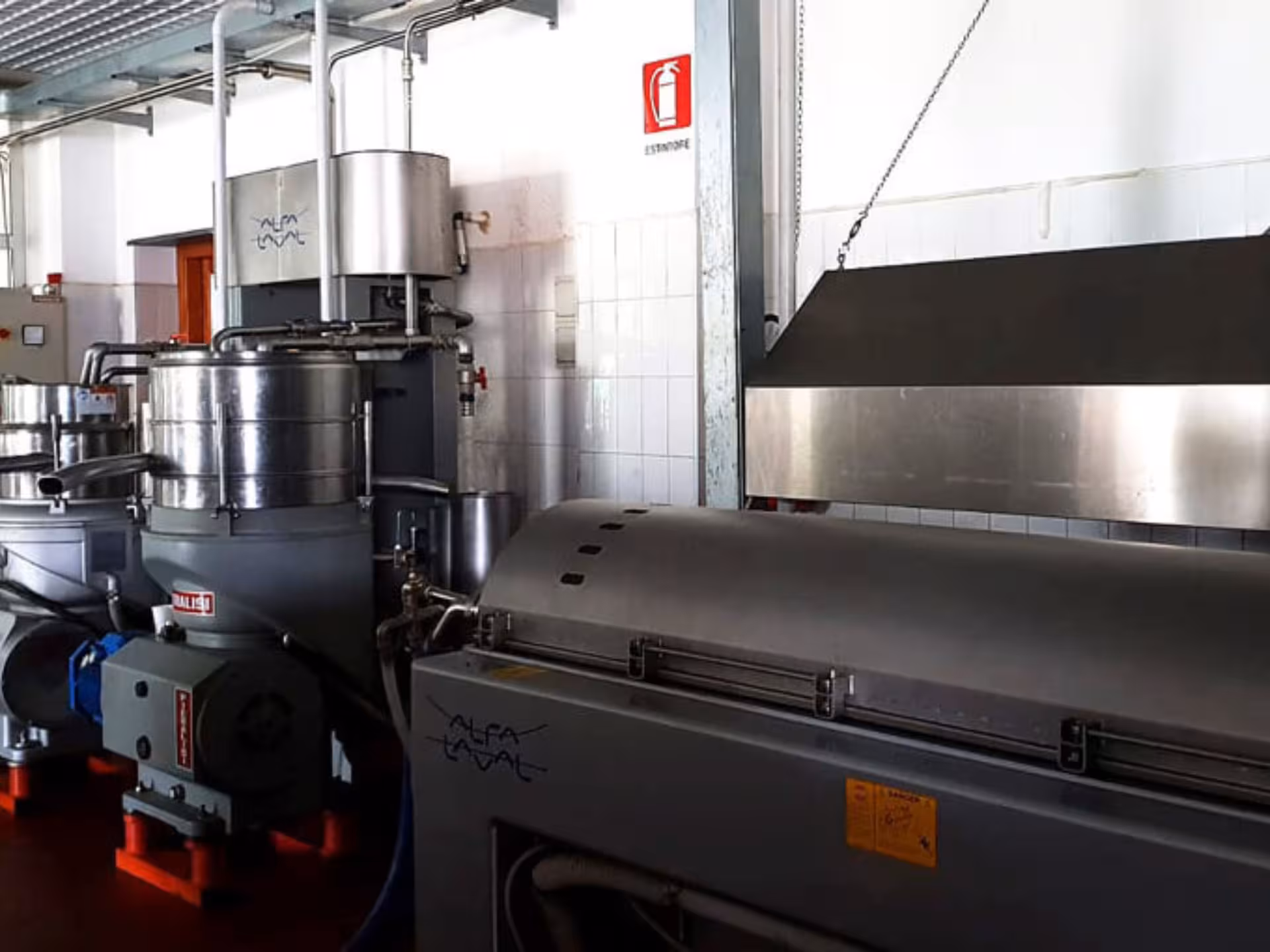 Industrial olive oil extraction machinery at Taggia olive mill for guided tasting tour experience.
