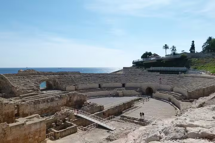 Roman amphitheatre of Tarragona overlooking the Mediterranean, highlight of a half-day private tour from Barcelona