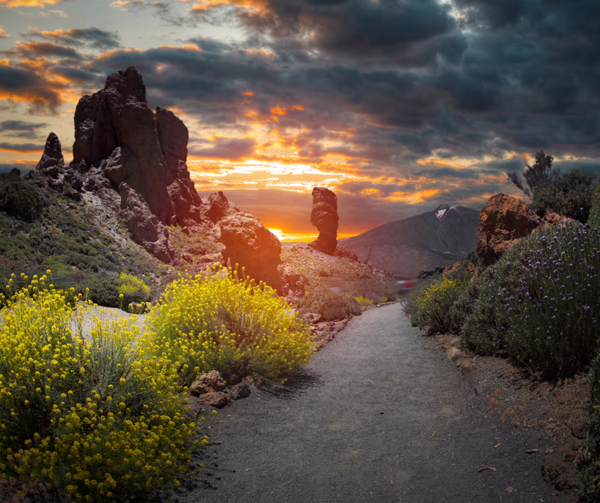 Dramatic sunset over Roques de García in Teide National Park, perfect for a private cruise excursion.