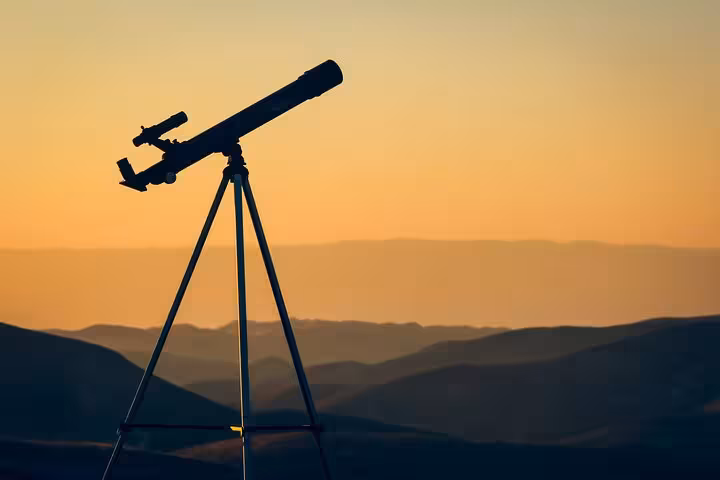 Telescope at desert sunset on Marsa Alam stargazing jeep safari with Bedouin night camp and dinner
