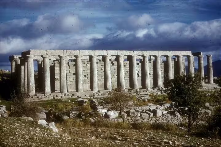 Temple of Epicurean Apollo at Bassae with Doric colonnade, key sight on a full-day private Olympia tour
