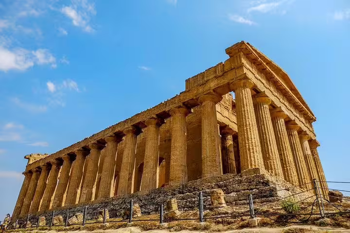 Close-up of the well-preserved Temple of Concordia in Agrigento’s Valley of the Temples, visited on a private Palermo day tour