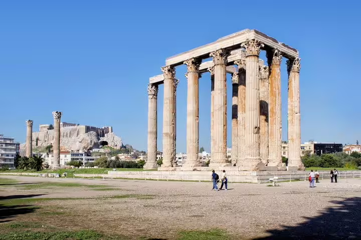 Temple of Olympian Zeus columns with Acropolis view, Athens highlights private half-day tour stop