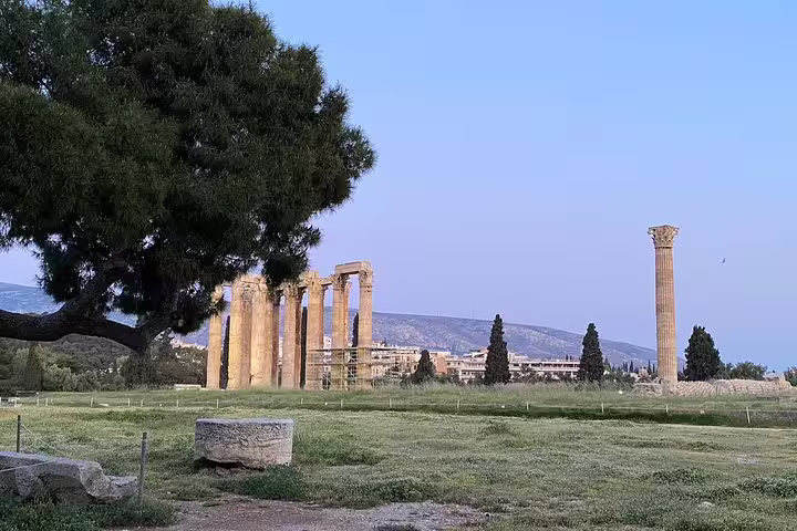 Temple of Olympian Zeus columns in Athens on private walking tour, skip-the-line Acropolis ticket included