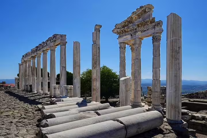 Discover the majestic ruins of the Temple of Trajan in Pergamon on the 7 Churches of Revelation Tour.