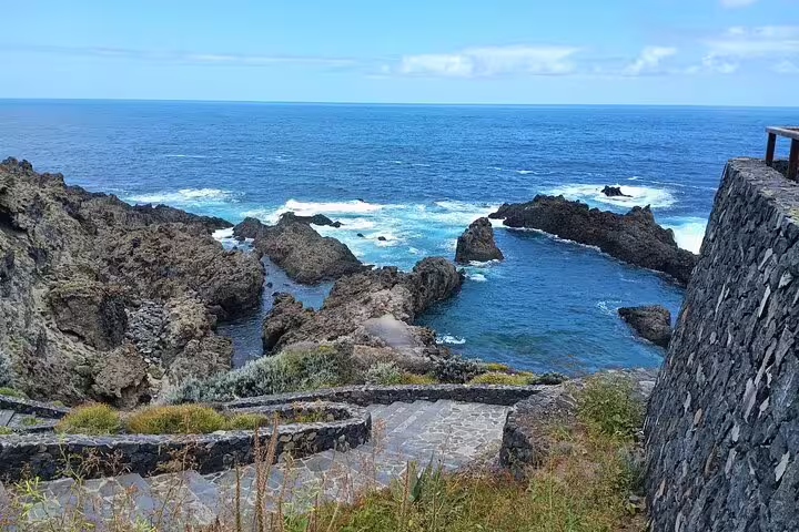 Scenic coastal view of rugged volcanic rocks along Tenerife's North Coast, perfect for a private 6-hour tour.