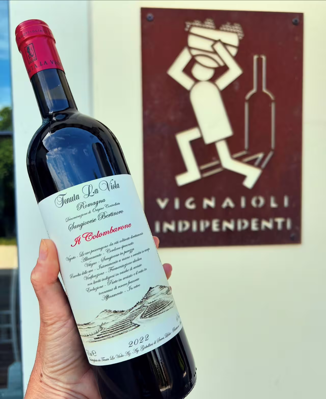 Tenuta La Viola Sangiovese bottle for Discover Italian Wines tour, showcasing Romagna red wine tasting experience
