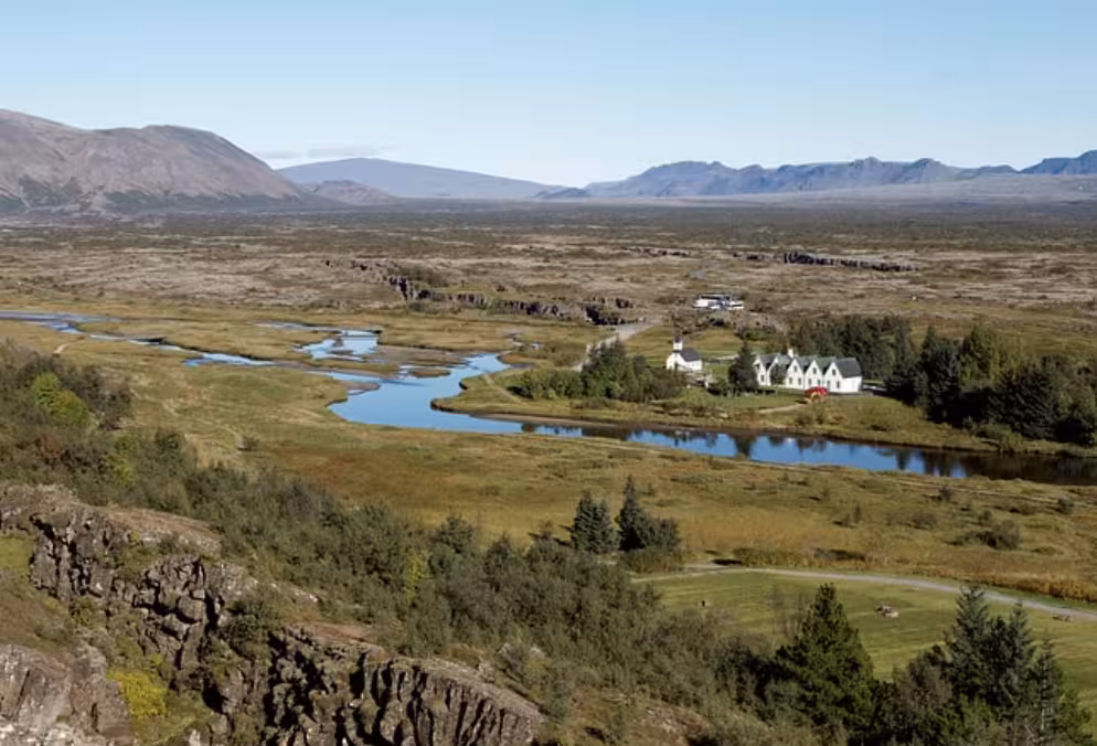 Þingvellir National Park valley and river views on a private Golden Circle tour Iceland from Reykjavik
