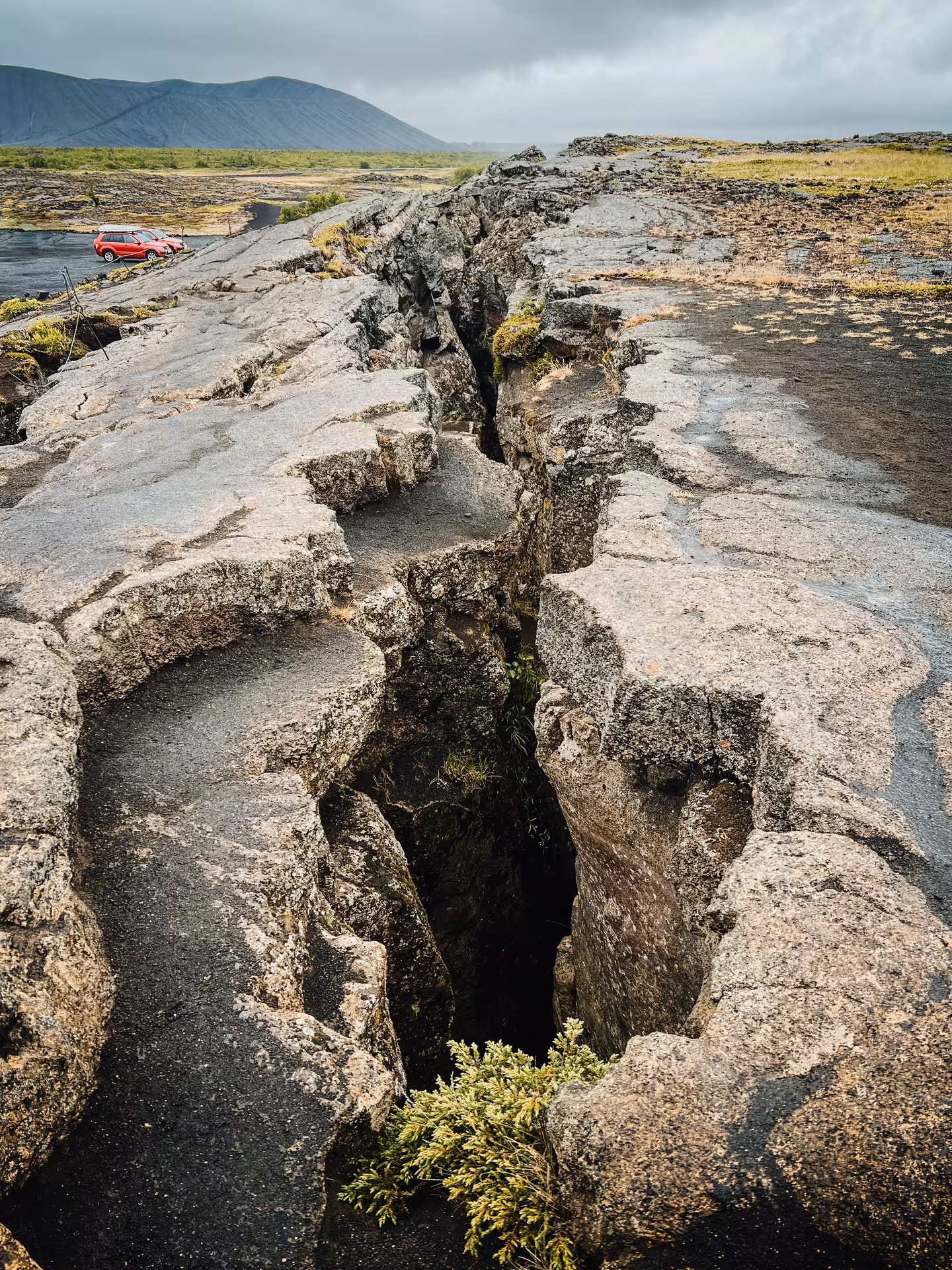 Dramatic rift valley crack at Þingvellir National Park on a private Diamond Circle adventure tour