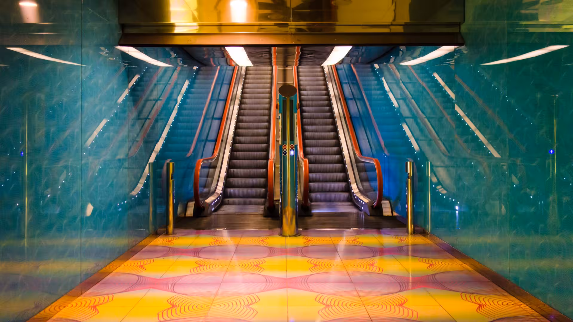 Colorful entrance of Toledo Metro Station in Naples, highlighting unique art and design on Line 1 guided tour.