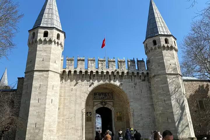 Imperial Gate entrance of Topkapi Palace, Istanbul on MINI Group 8 days Turkey by flights tour