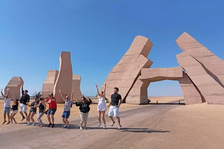 Tourists jumping at Allah’s Gate in Ras Mohamed National Park on a Sharm El-Sheikh half-day tour