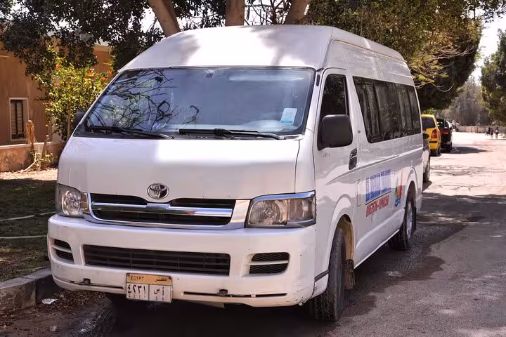 Toyota van for Marsa Alam to Hurghada Airport transfer, reliable private shuttle for families and groups