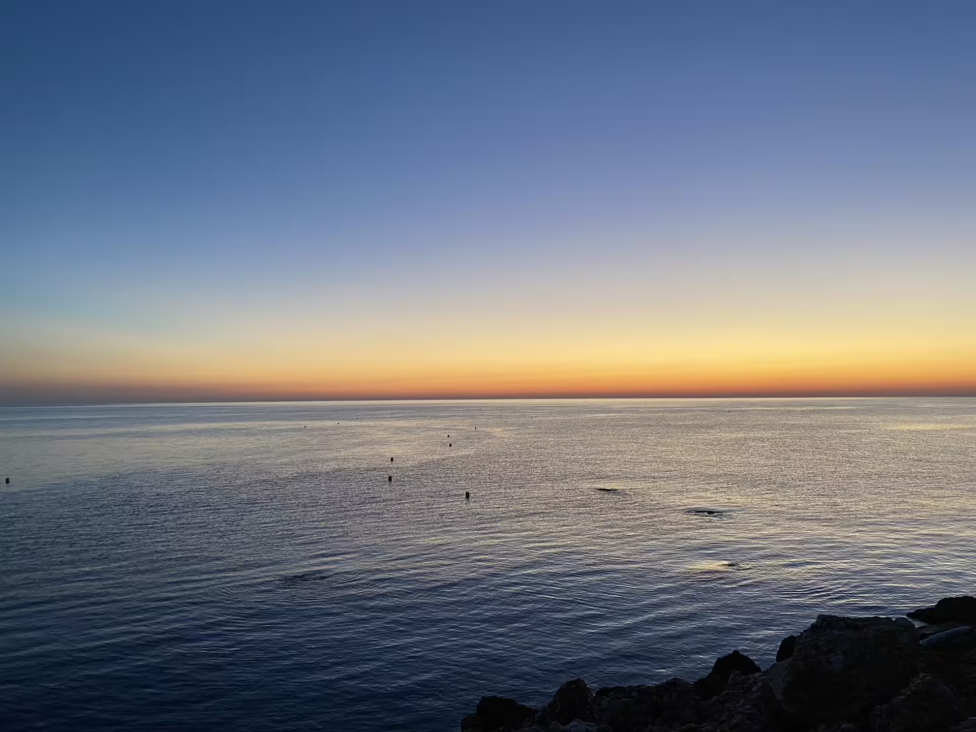 Calm Adriatic Sea at dusk on Abruzzo’s Trabocchi Coast, scenic backdrop for authentic trabocco fishing experience