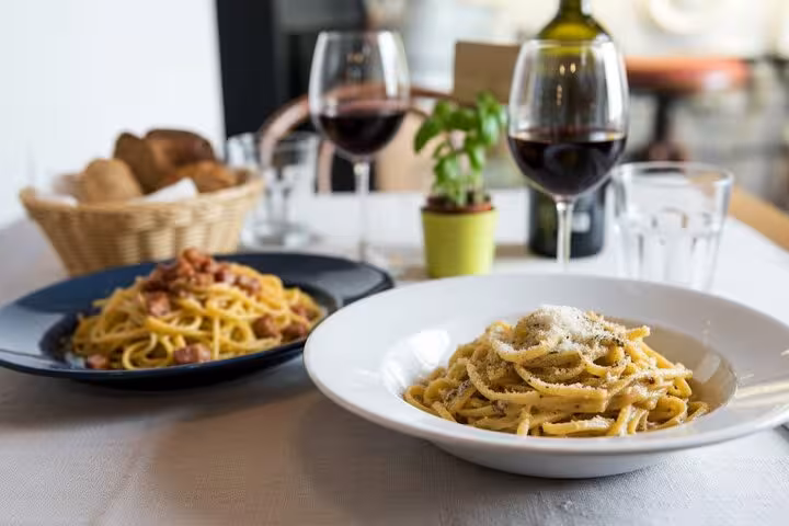Enjoy classic Roman pasta dishes with red wine on the Trastevere Food and Wine Tour.
