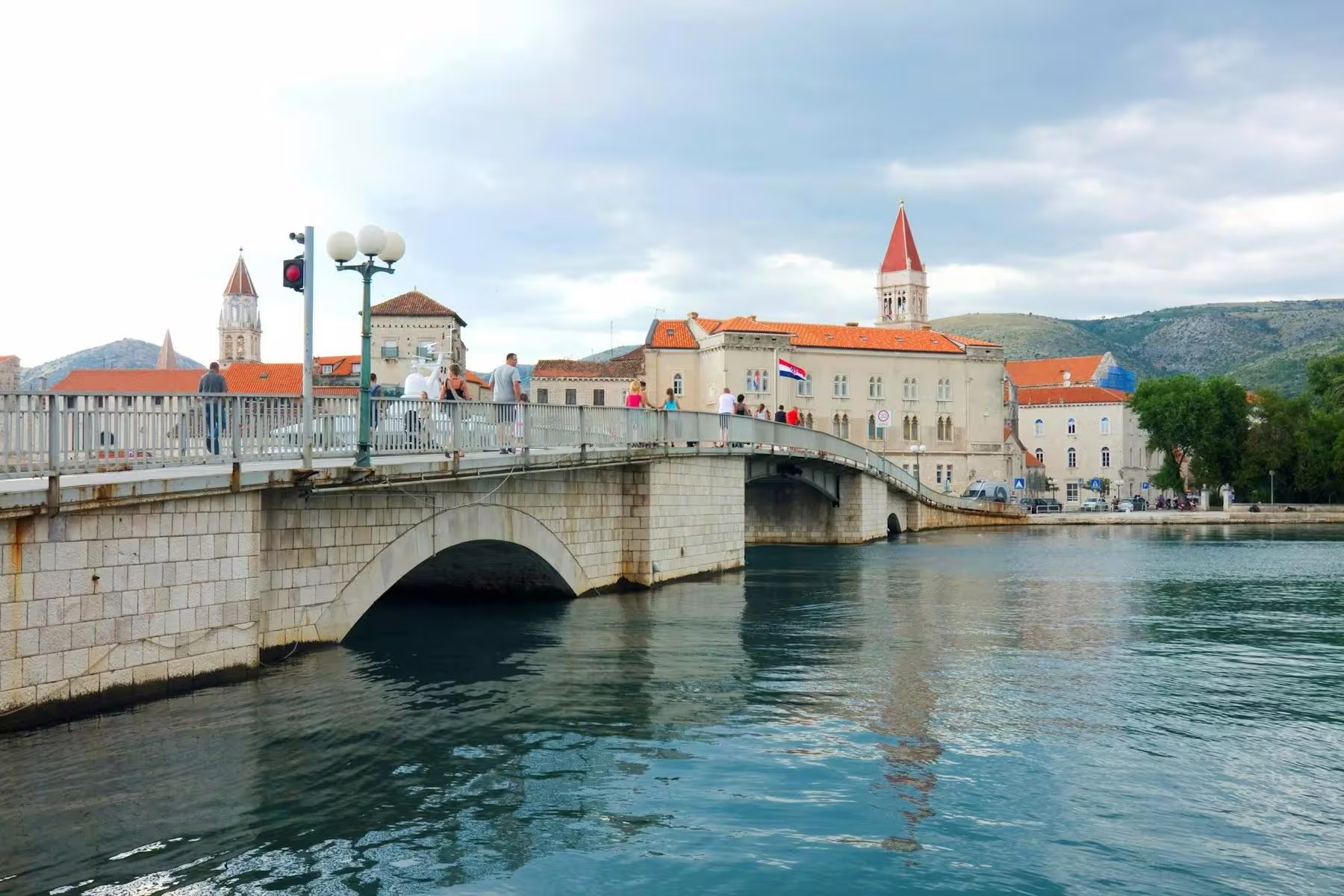Trogir old town bridge and waterfront on a day trip from Makarska Riviera, Dalmatia, Croatia