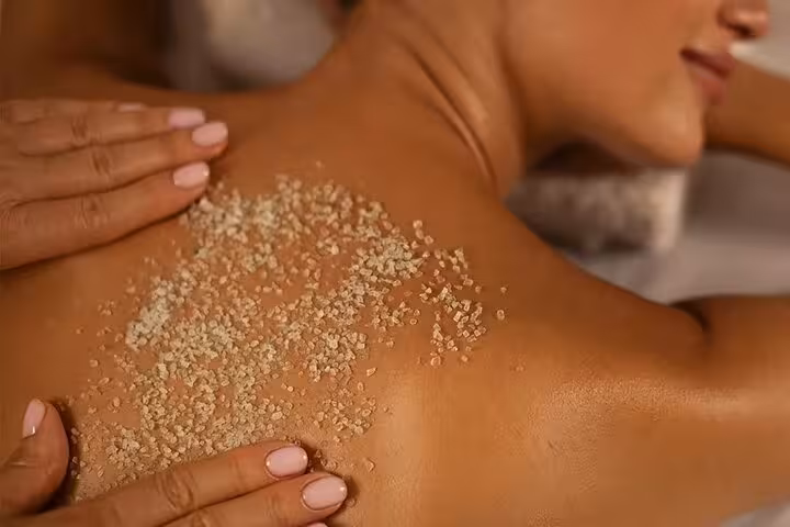 Sea salt body scrub and massage in Turkish bath spa program Sharm El Sheikh full treatment experience