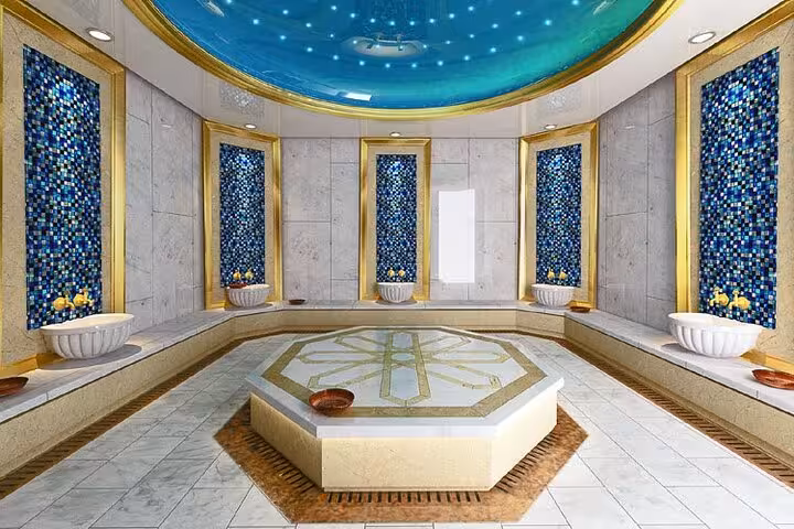 Luxury Turkish bath hammam interior in Sharm El Sheikh spa, part of body massage tour with hotel transfer
