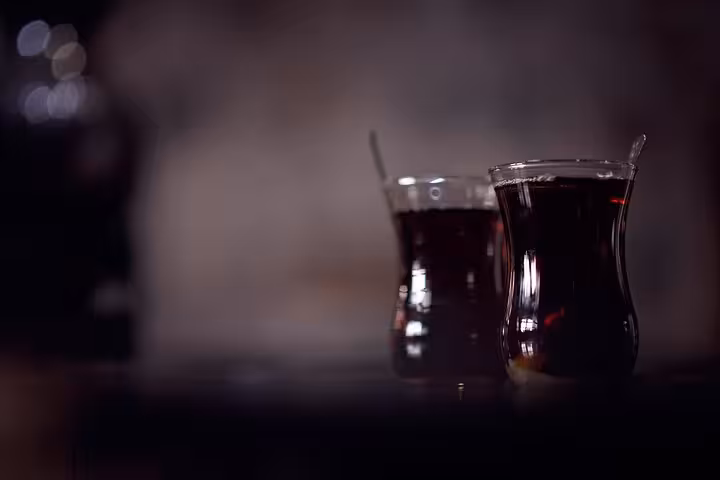 Glasses of Turkish tea served in Diyarbakir, authentic local tasting on an all-inclusive private guided tour