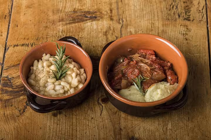 Delicious traditional Tuscan bean and meat dishes served at MaMa Florence Cooking Class.