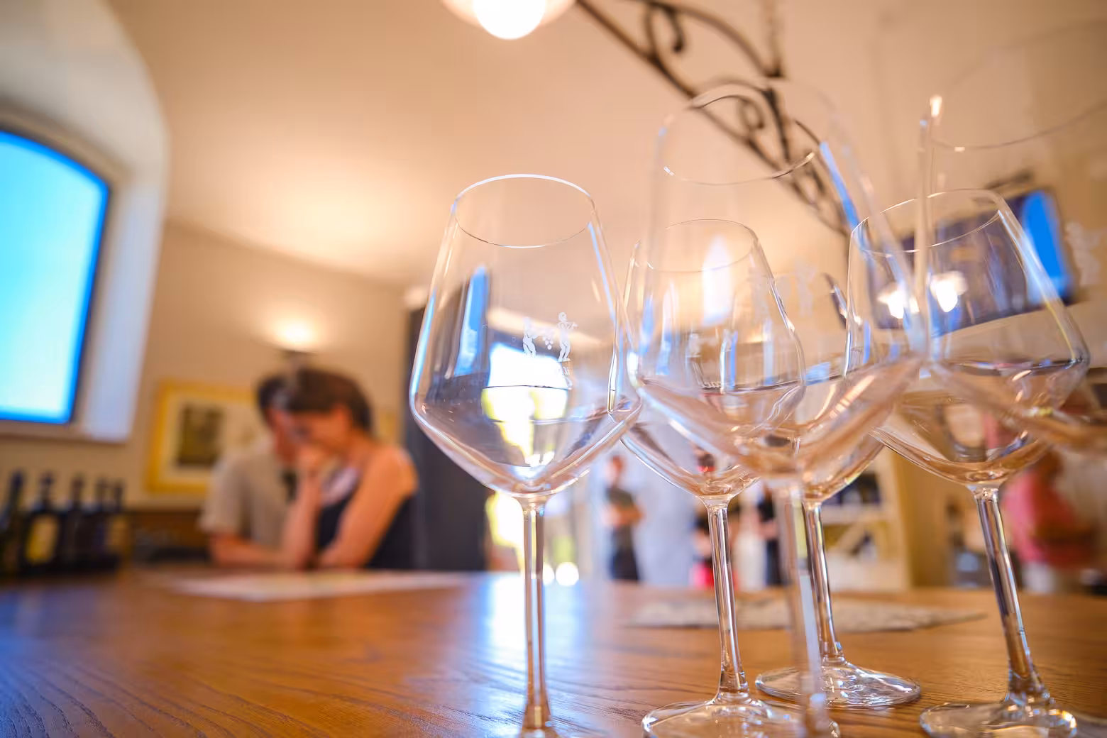 Wine tasting preparation in Tuscany as part of the Vespa small group tour from Florence.