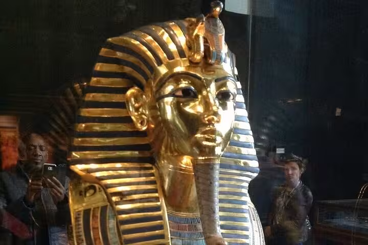 Tutankhamun golden funerary mask at the Egyptian Museum Cairo on a private Cairo museum tour