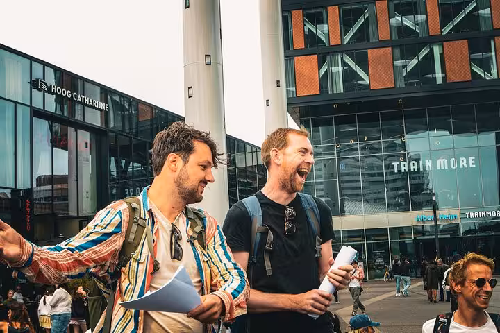 Small group Utrecht city tour meeting near Hoog Catharijne station, guide briefing with optional drinks or dinner