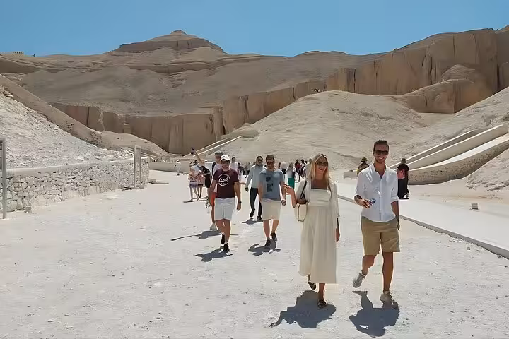 Small group exploring Valley of the Kings, Luxor on Cairo by plane day tour with optional Tutankhamun tomb