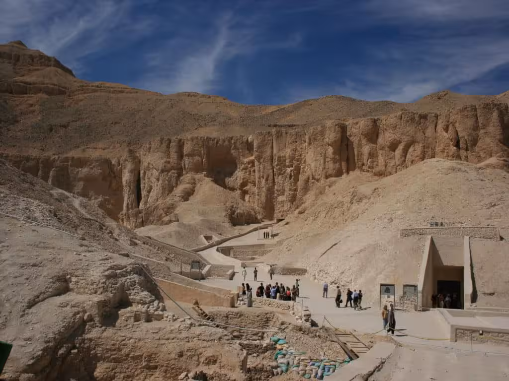 Valley of the Kings tomb entrance in Luxor on Hurghada to Luxor day trip by coach with guided tour