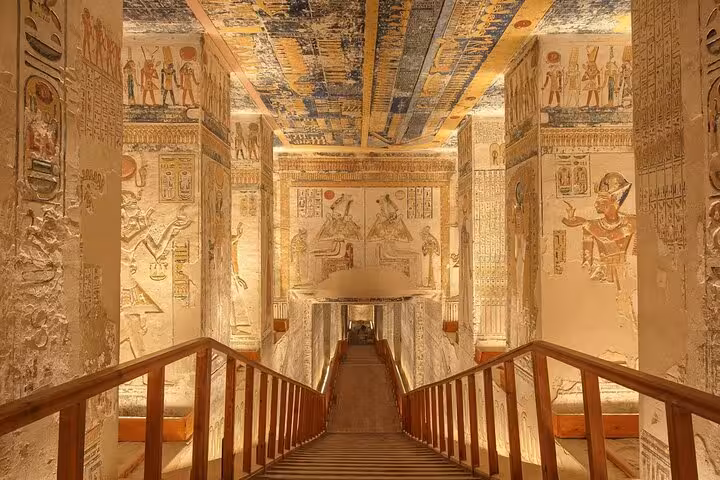 Painted tomb corridor in Valley of the Queens, Luxor, on Hurghada to Luxor day tour with lunch