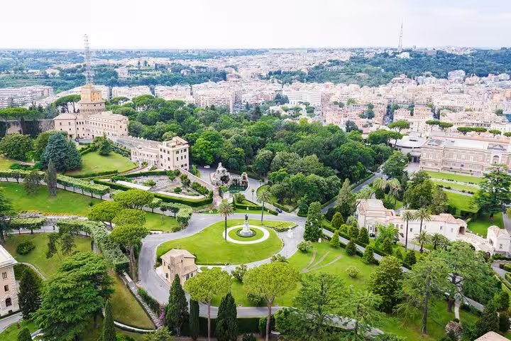 Vatican Gardens panoramic view near Vatican Museums, hosted access combo with Colosseum in Rome