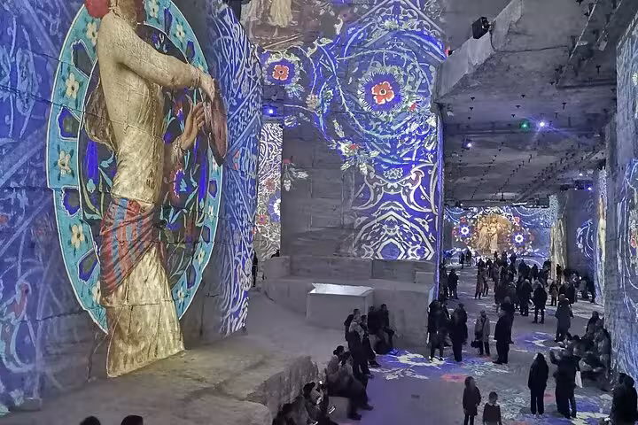 Immersive art show in Les Baux-de-Provence quarry, private driver tour stop in Provence, France