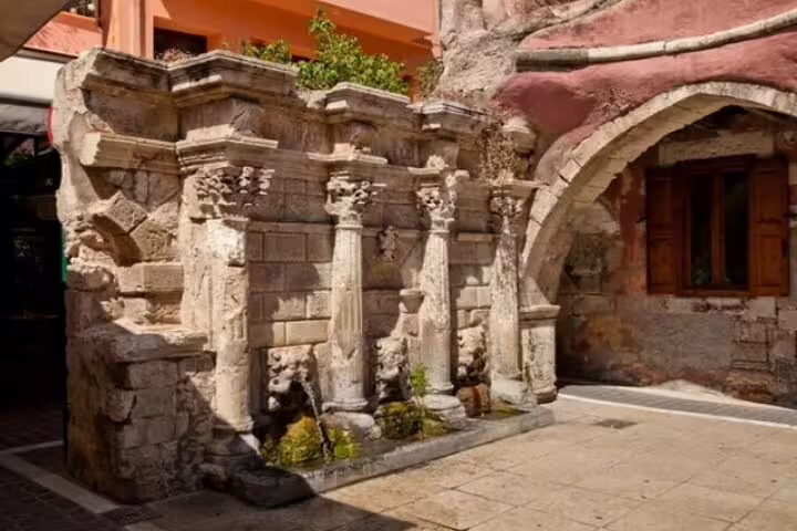 Venetian fountain in Rethymno, Crete, showcasing historic architecture on a private tour of Chania, Rethymno, and Kournas Lake.