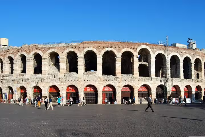 Explore the historic Verona Arena during a private day trip to Sirmione from Venice.