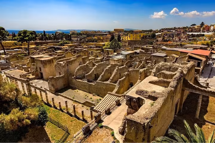 Explore ancient ruins of Herculaneum with Vesuvius tour, featuring skip-the-line access and easy lunch included.