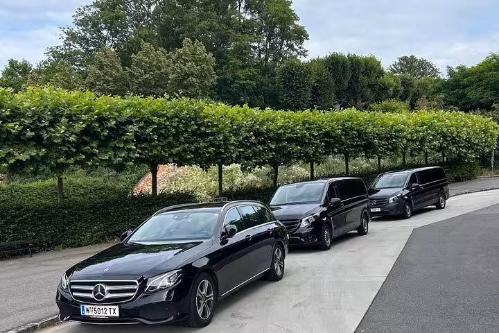 Private transfer vehicles in Vienna for Bratislava and Devin Castle private tour with hotel pickup and driver