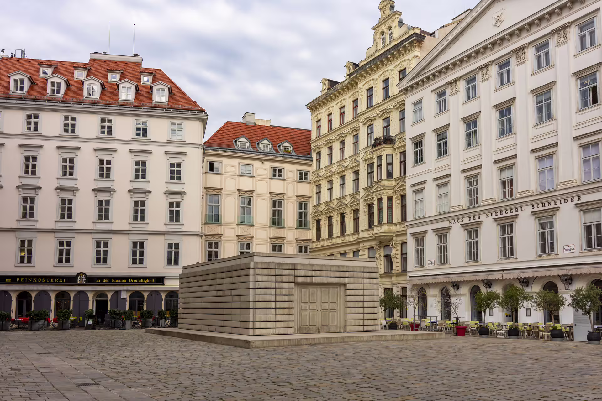 Vienna Historic Centre walking tour at Judenplatz square with Holocaust Memorial, self-guided audioguide