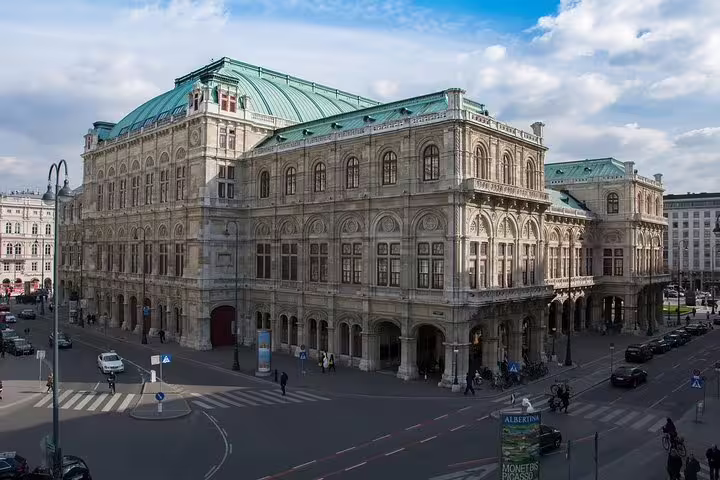 Historic Vienna State Opera House with stunning architecture, captured on a private half-day sightseeing tour in Vienna.