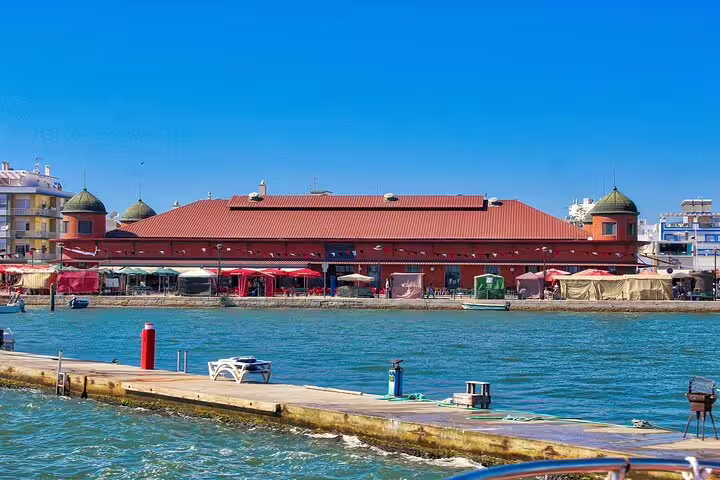 Vila Real de Santo António waterfront market hall by the Guadiana River on a scenic Algarve day trip from Faro