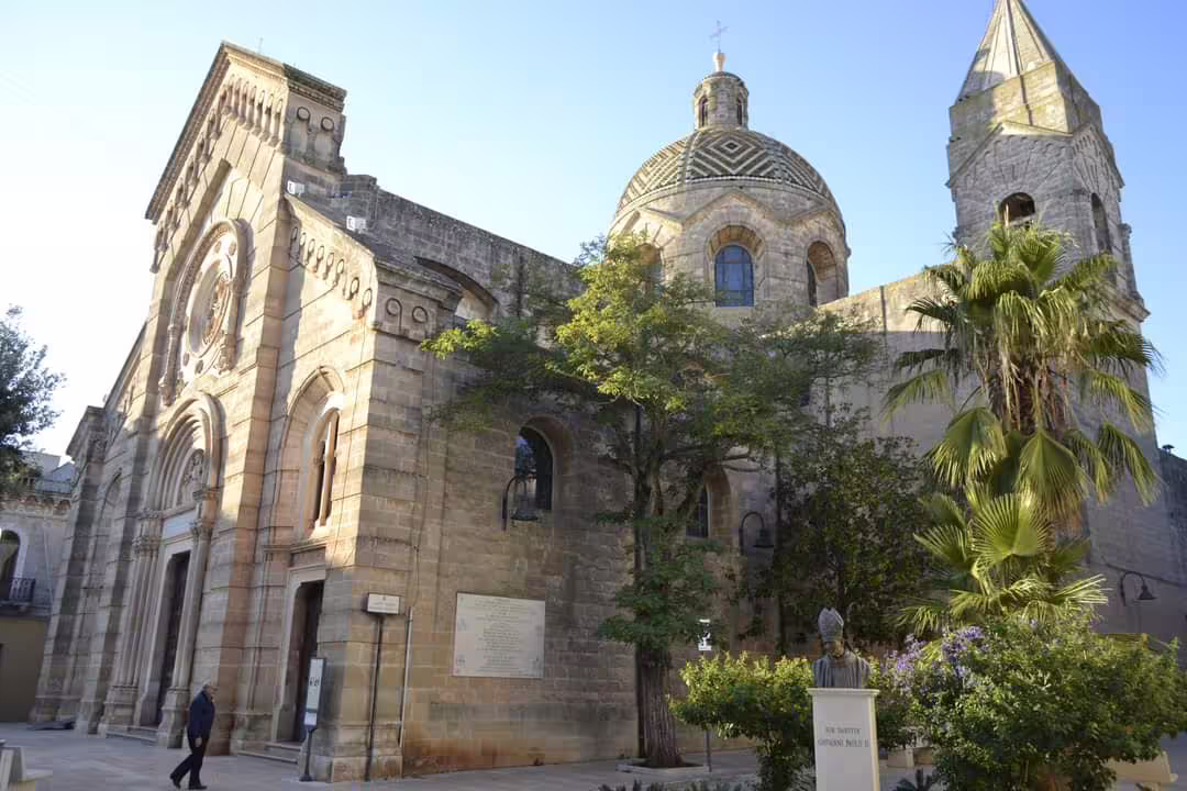 Historic Villa Castelli church facade and dome, a key stop on the highlights walking tour with olive oil tasting