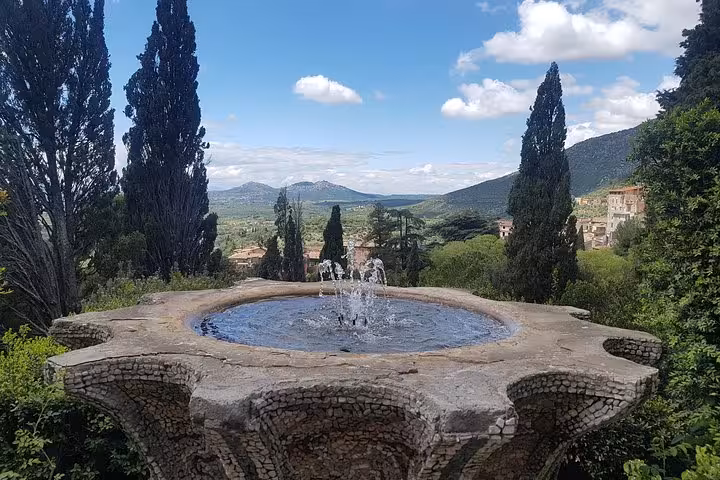 Villa d’Este Tivoli panoramic fountain terrace view on a half-day tour from Rome, Lazio countryside