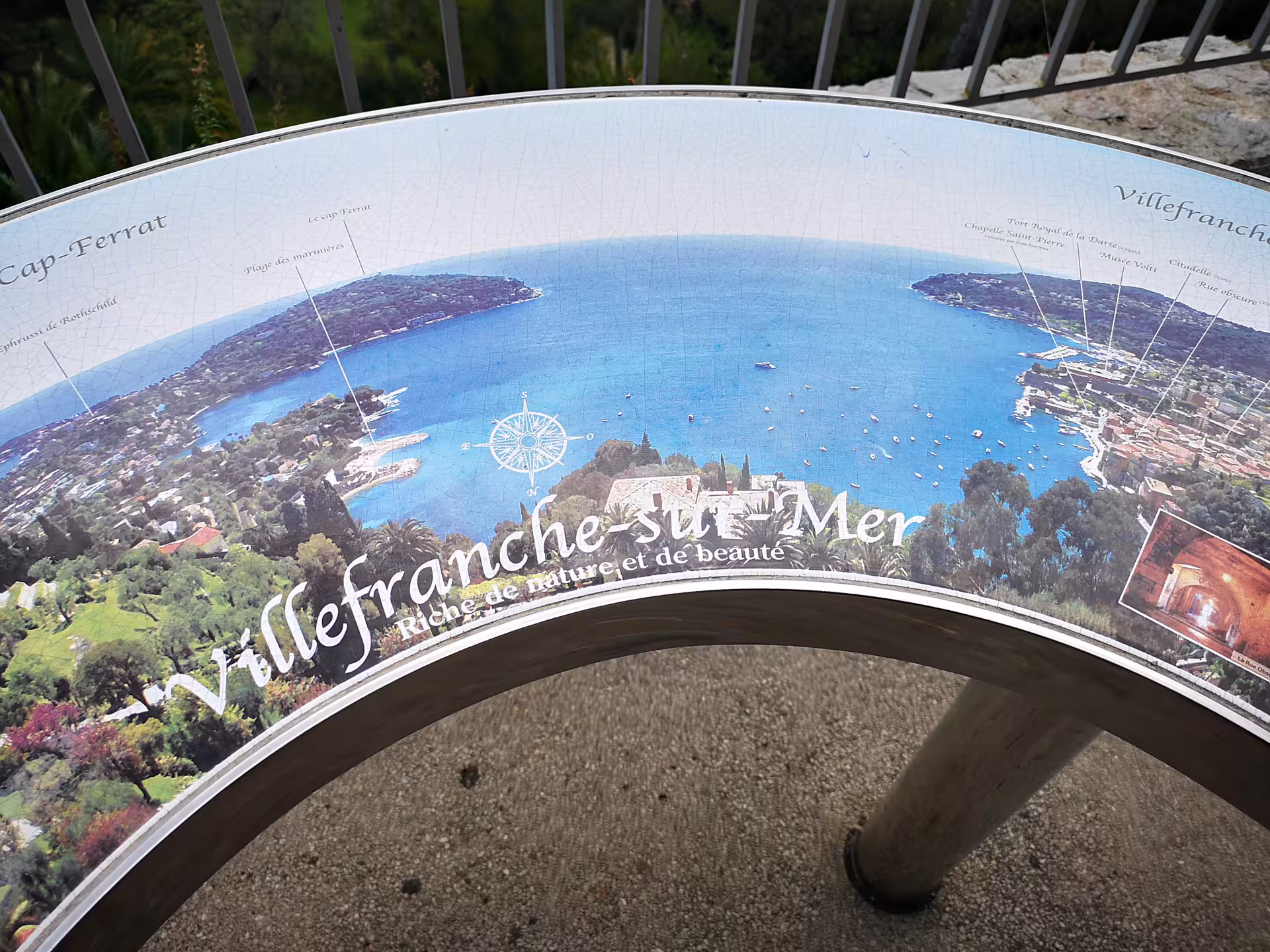 Villefranche-sur-Mer viewpoint map on a Marseille shore excursion private day trip to Nice, Eze and Monaco