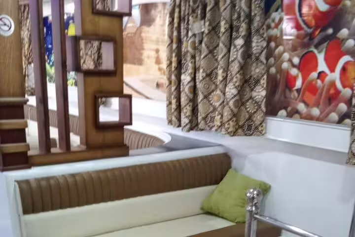 Comfortable VIP boat salon seating on Marsa Alam Samadai Dolphin House snorkeling and dolphin tour